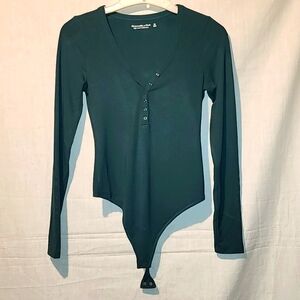 Abercrombie & Fitch Dark Green Cotton Bodysuit XS Soft A&F Collection